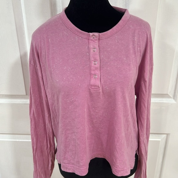 Pre-loved💖 Victoria Secret PINK Women's Henley Shirt Long Sleeve Cotton - Picture 4 of 14